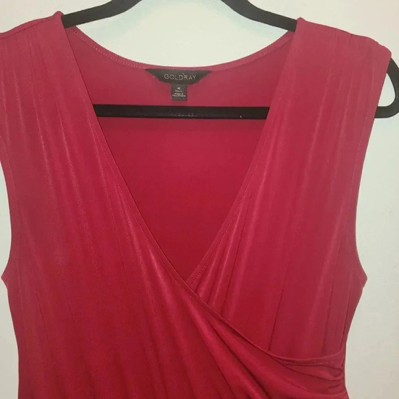 Gold Ray Jumpsuit Women's Size MP Red Polyester Sleeveless Stretchy V-Neck - Picture 9 of 12